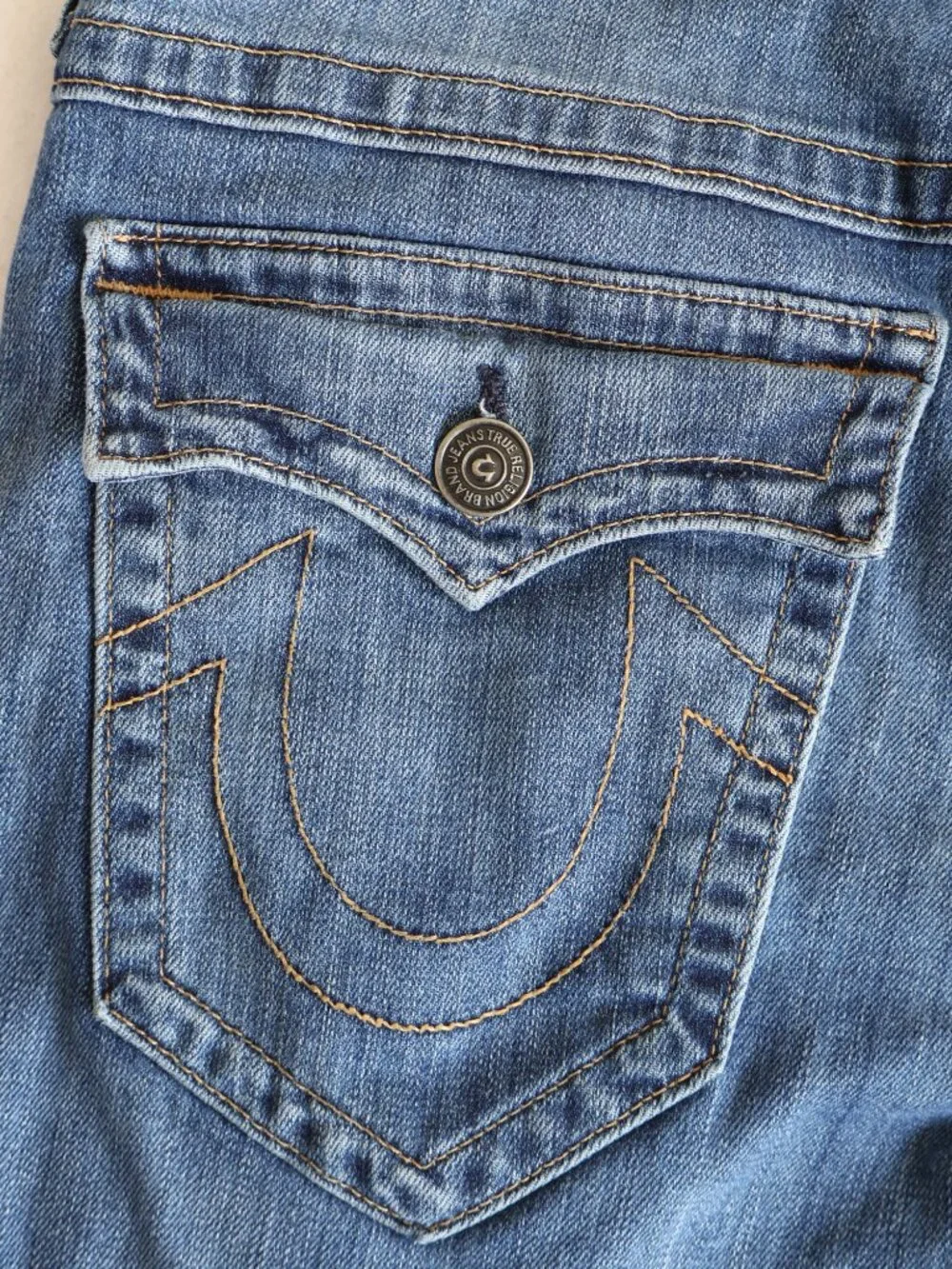 True Religion Ricky Relaxed Straight Jeans Mens 34x32 Flap Pocket Y2K